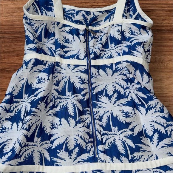 Alexis Lisel Dress Blue White Palm Jacquard Printed Mini Dress Size XL - Picture 10 of 14
